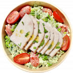 Bulgur se špenátem a krůtími prsíčky